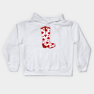 COWBOY Boot Red Cow Print Kids Hoodie